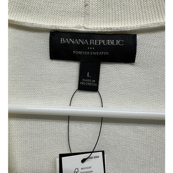 NWT Banana Republic Forever Sweater Cardigan Cream White Women’s Large - Picture 8 of 11